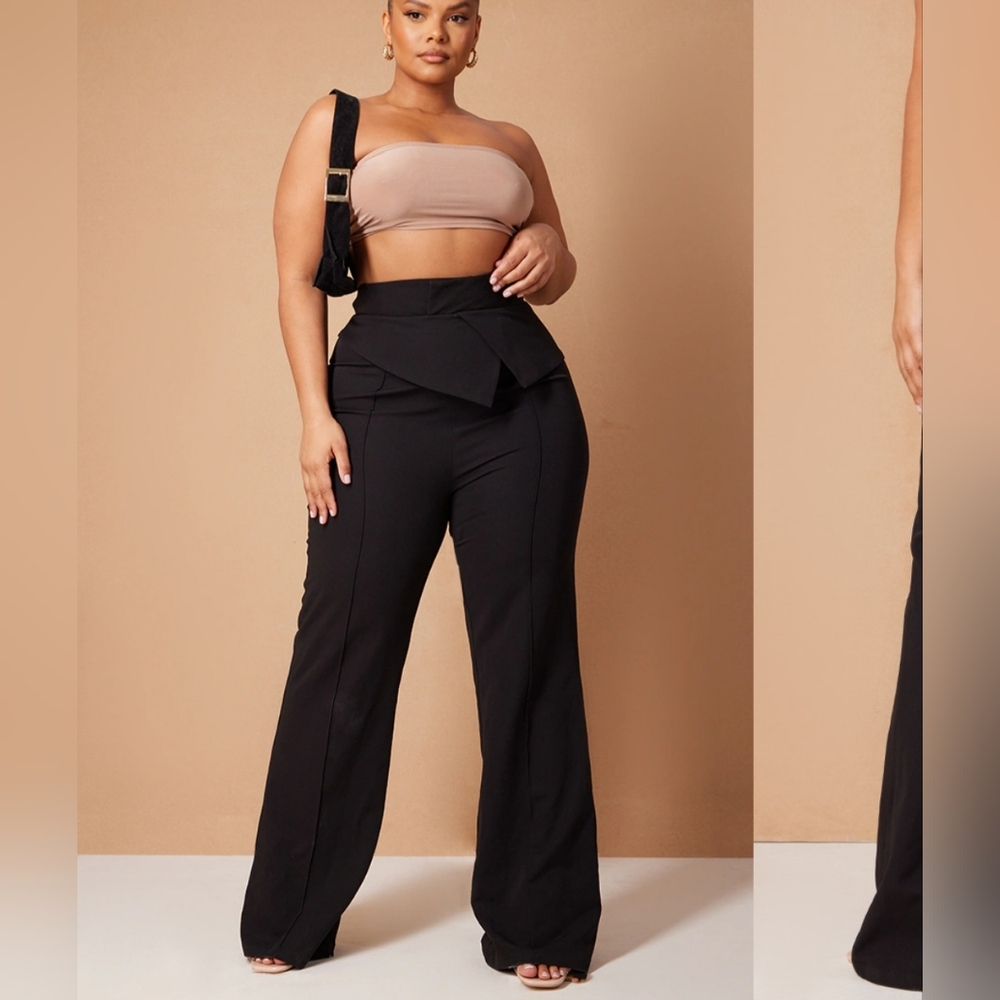 PrettyLittleThing Black Wide Leg Pants